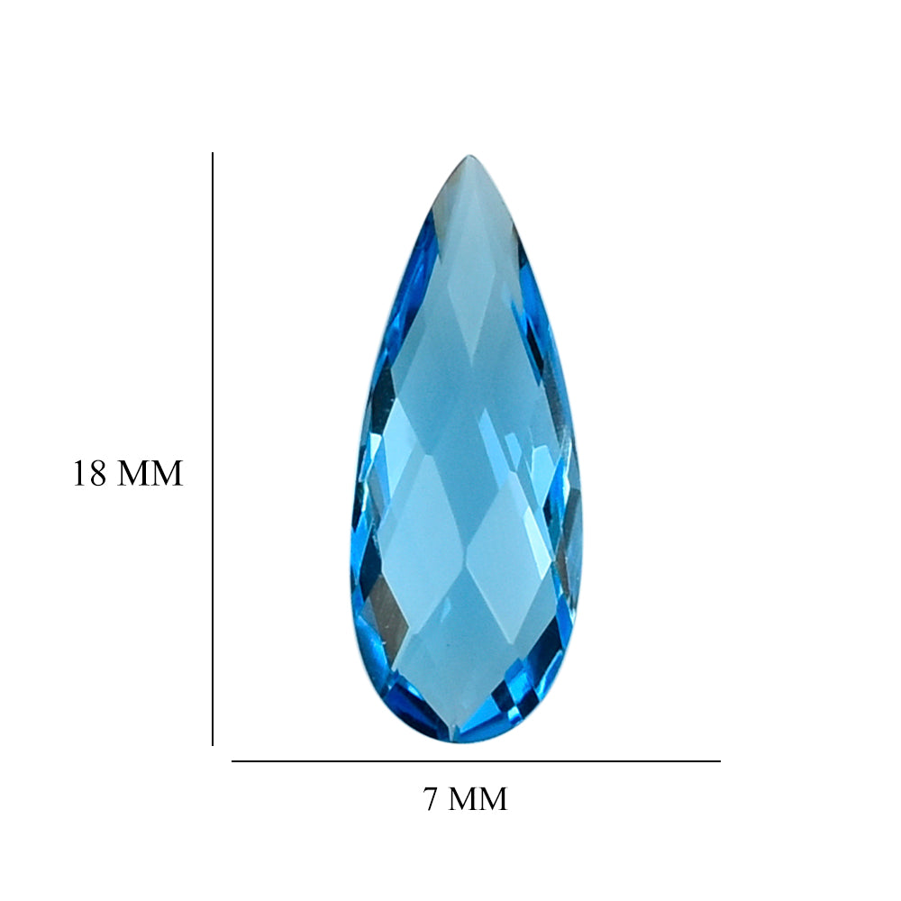 SWISS BLUE TOPAZ BRIOLETTE PEAR 18x7MM 4.80 Cts.