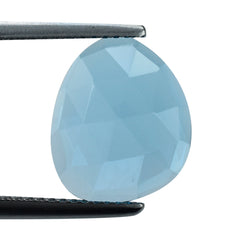 SWISS BLUE TOPAZ CUT ROSE CUT IRREGULAR TRILLION CAB 13X11MM 6.60 Cts.