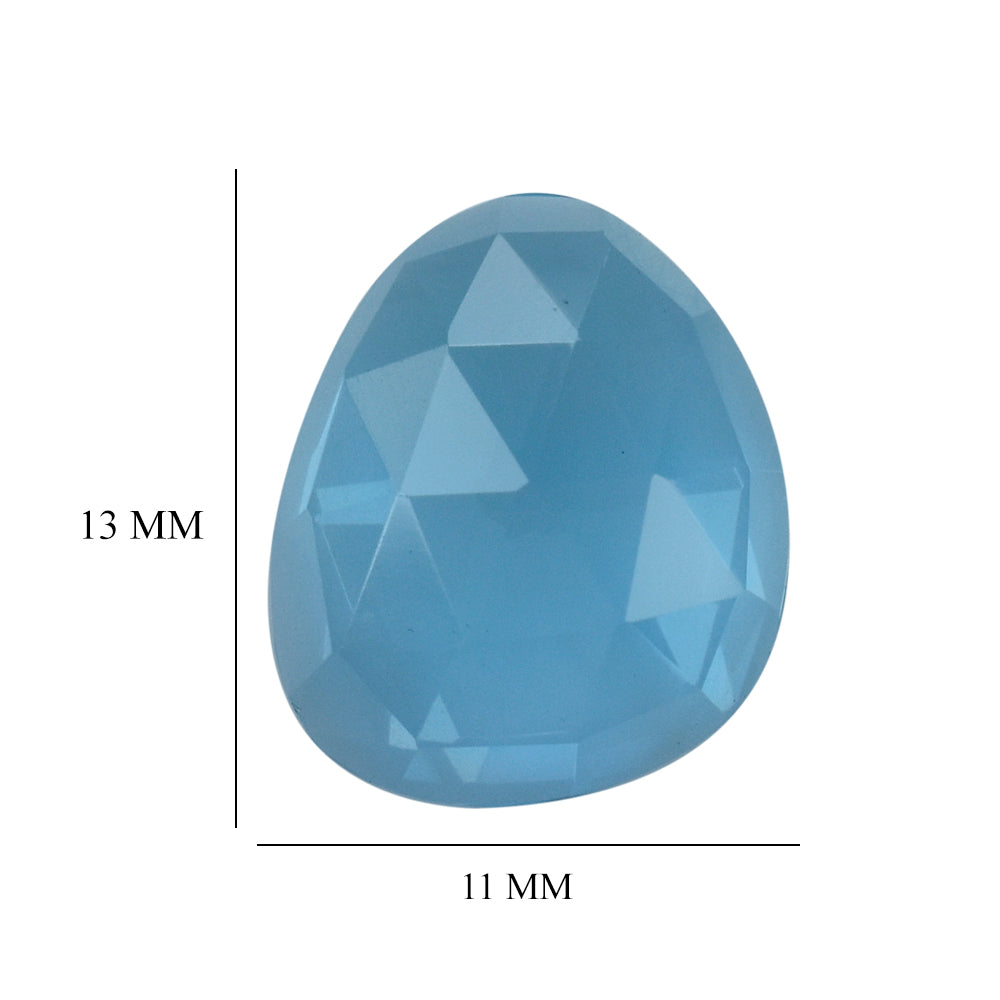 SWISS BLUE TOPAZ CUT ROSE CUT IRREGULAR TRILLION CAB 13X11MM 6.60 Cts.
