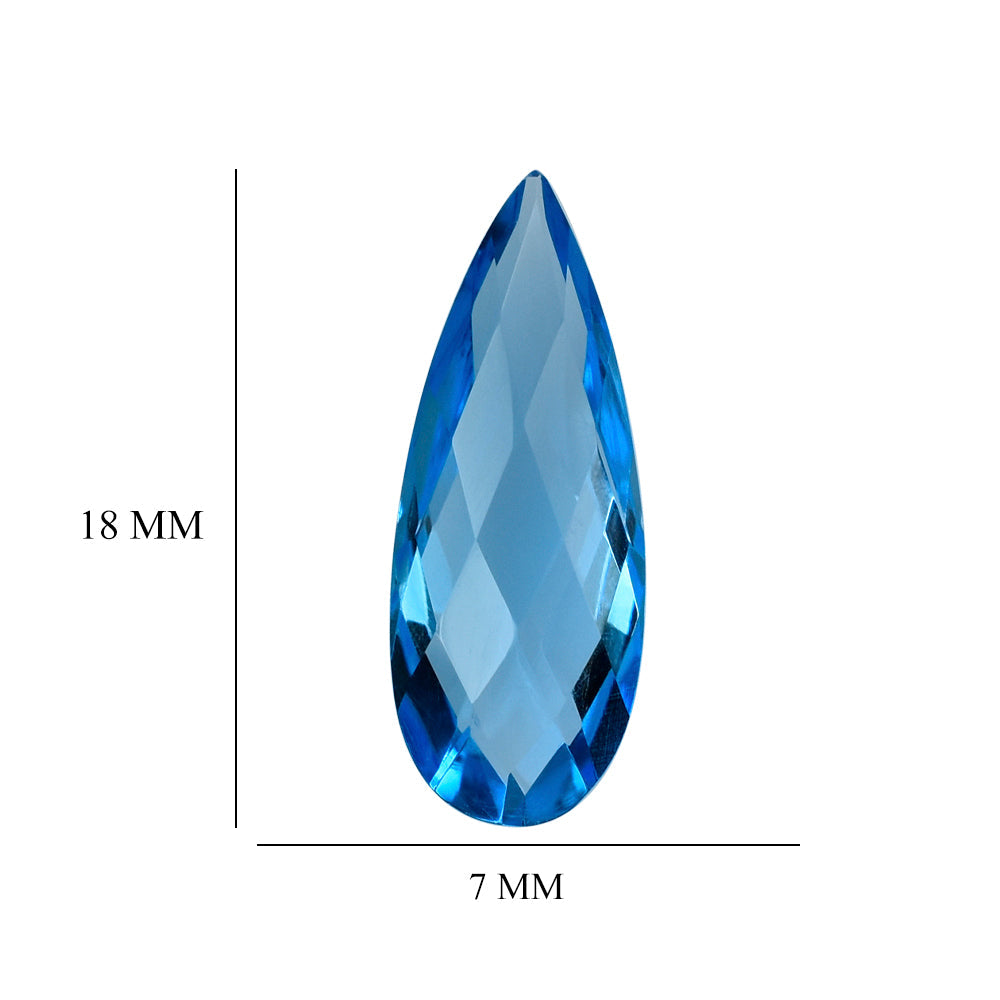 SWISS BLUE TOPAZ BRIOLETTE PEAR 18X7MM 5.08 Cts.