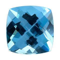 SWISS BLUE TOPAZ CHECKER CUT CUSHION 7.00MM 1.86 Cts.