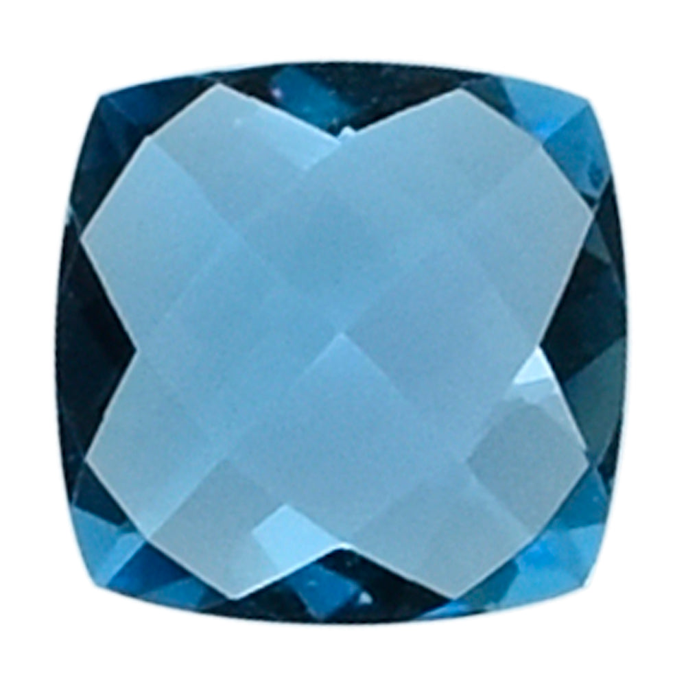 SWISS BLUE TOPAZ CHECKER CUT CUSHION 7.00MM 1.86 Cts.