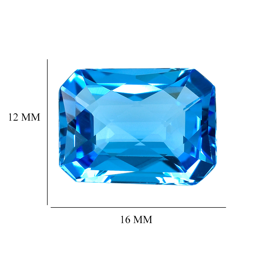 SWISS BLUE TOPAZ CHECKER CUT OCTAGON 16X12MM 12.15 Cts.