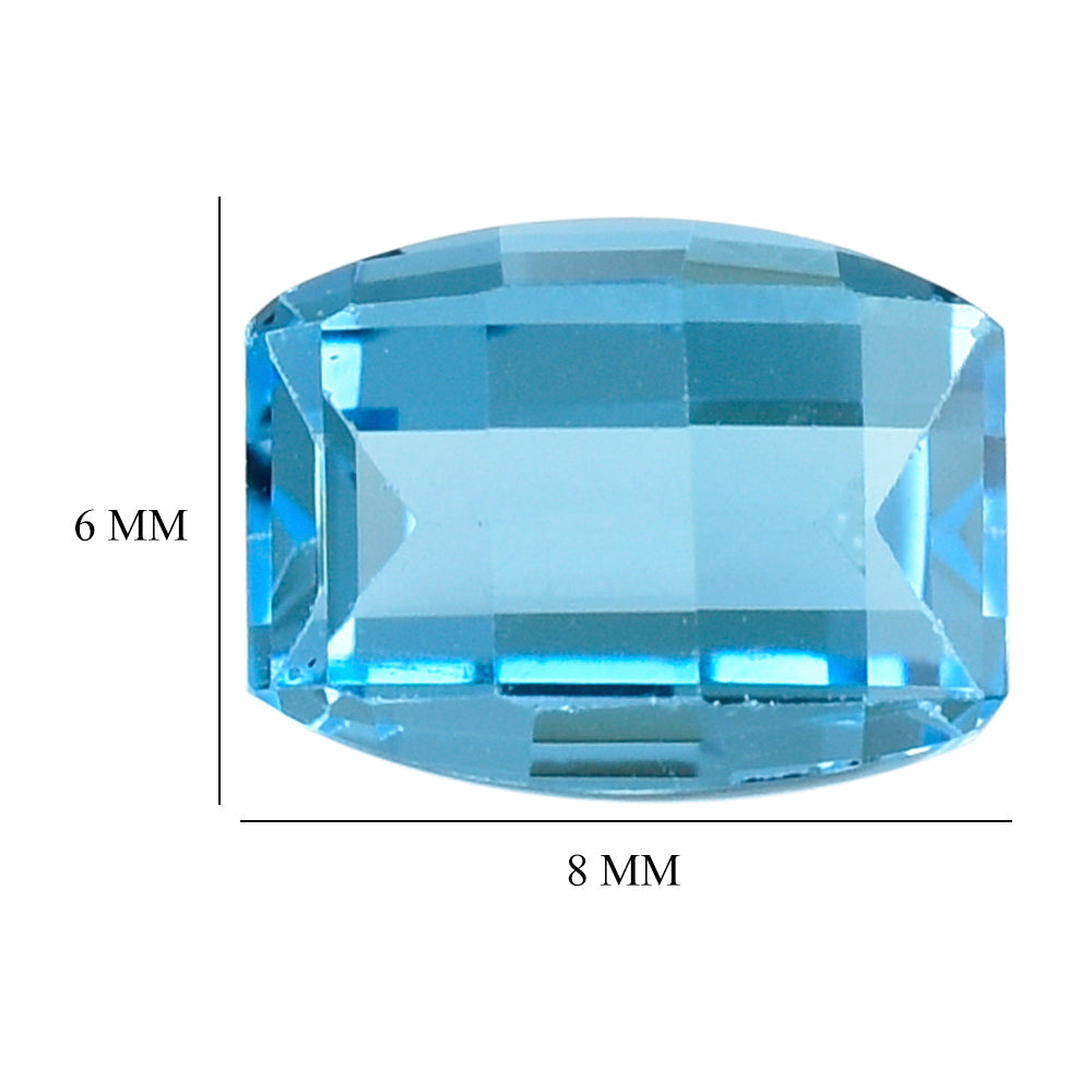 SWISS BLUE TOPAZ BAR CUT BARREL (DES#128) 8X6MM 2.15 Cts.