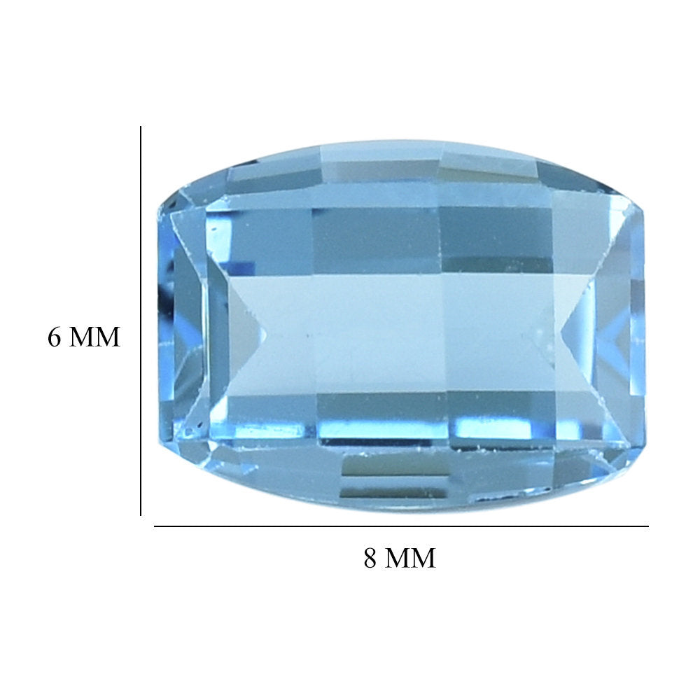 SWISS BLUE TOPAZ BAR CUT BARREL (DES#128) 8X6MM 2.15 Cts.