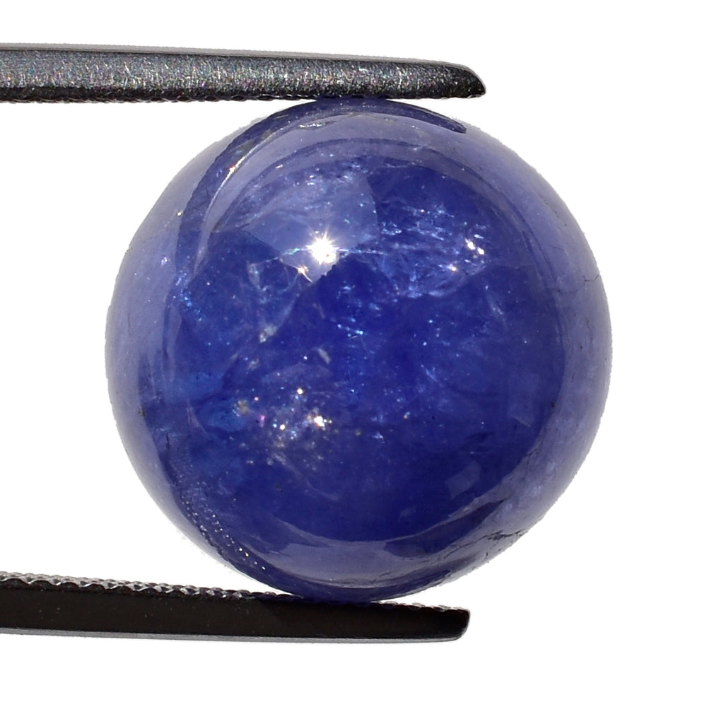 MILKY TANZANITE ROUND CAB (AA) 19MM 22.00 Cts.