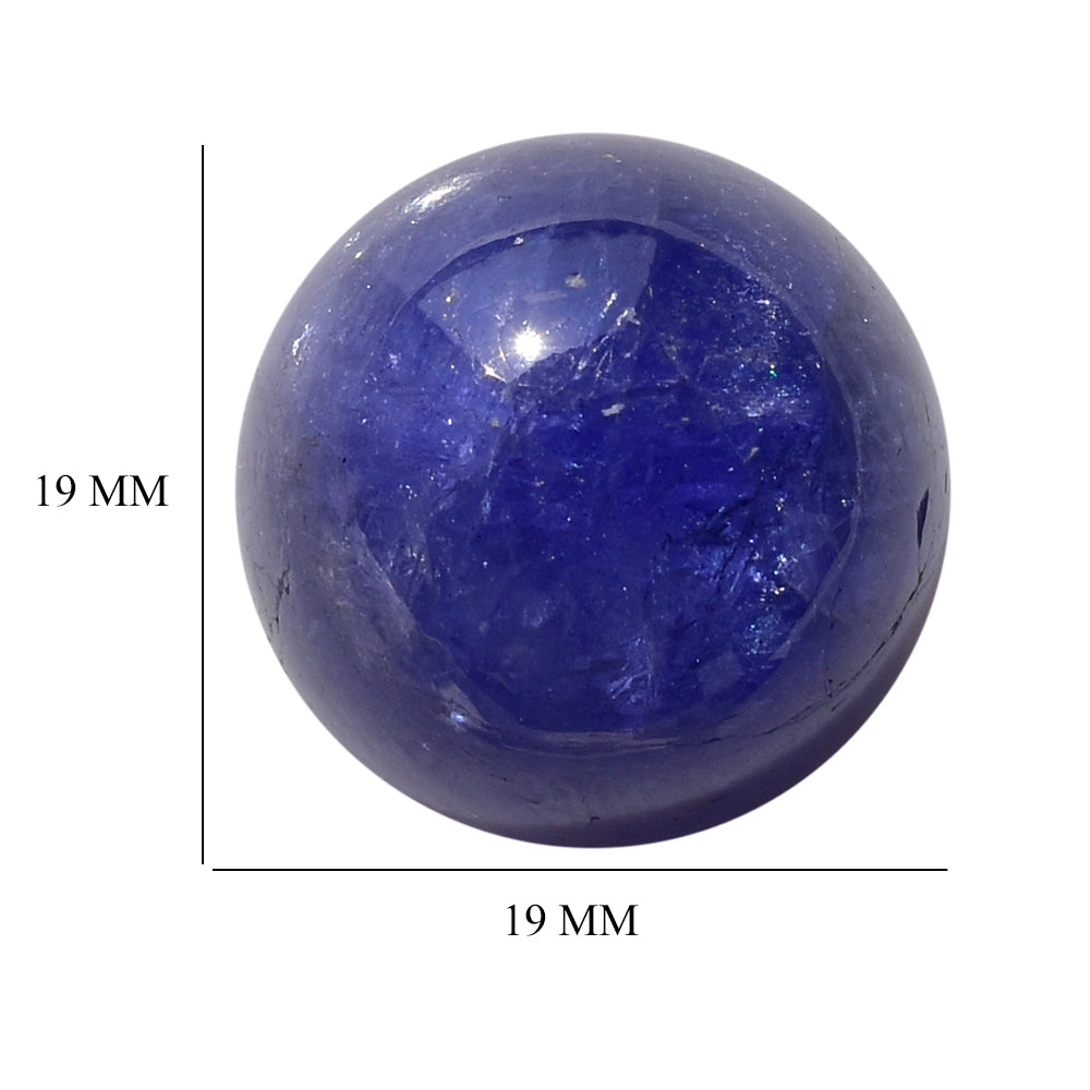 MILKY TANZANITE ROUND CAB (AA) 19MM 22.00 Cts.