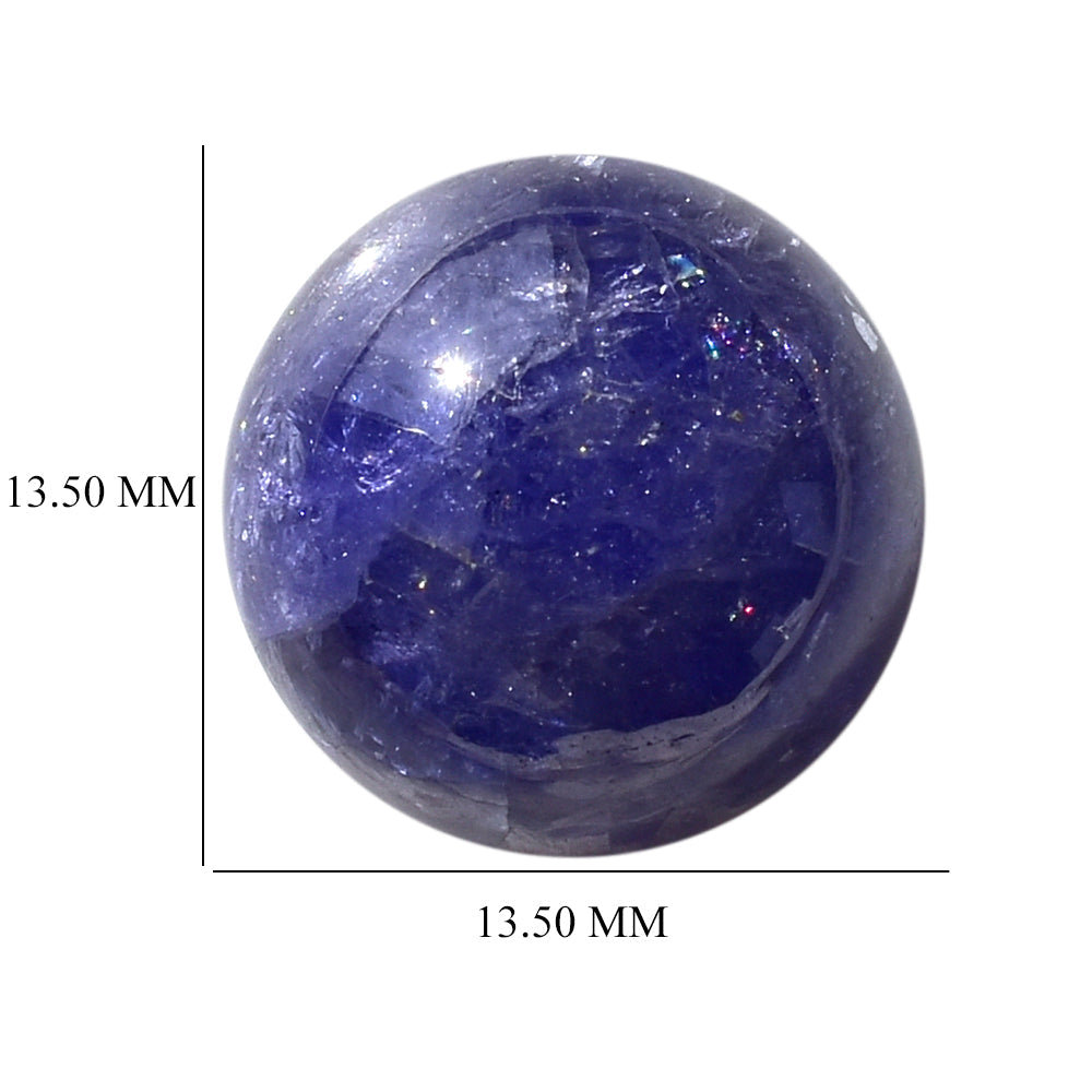 MILKY TANZANITE ROUND CAB (AAA) 13.50MM 11.70 Cts.