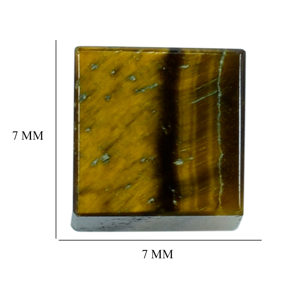 YELLOW TIGER'S EYE QUARTZ PLAIN CUBE 7MM 4.65 Cts.