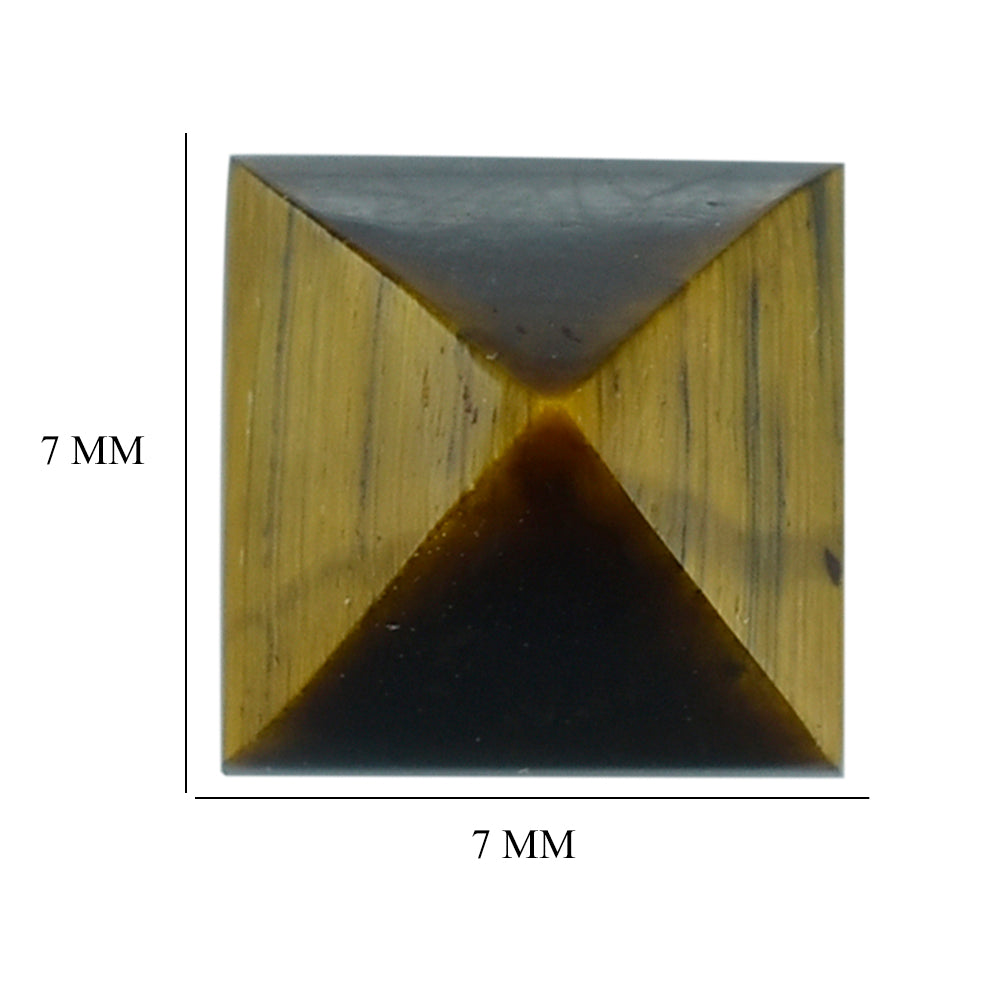 YELLOW TIGER'S EYE QUARTZ PYRAMID SQUARE CAB 7MM 2.27 Cts.