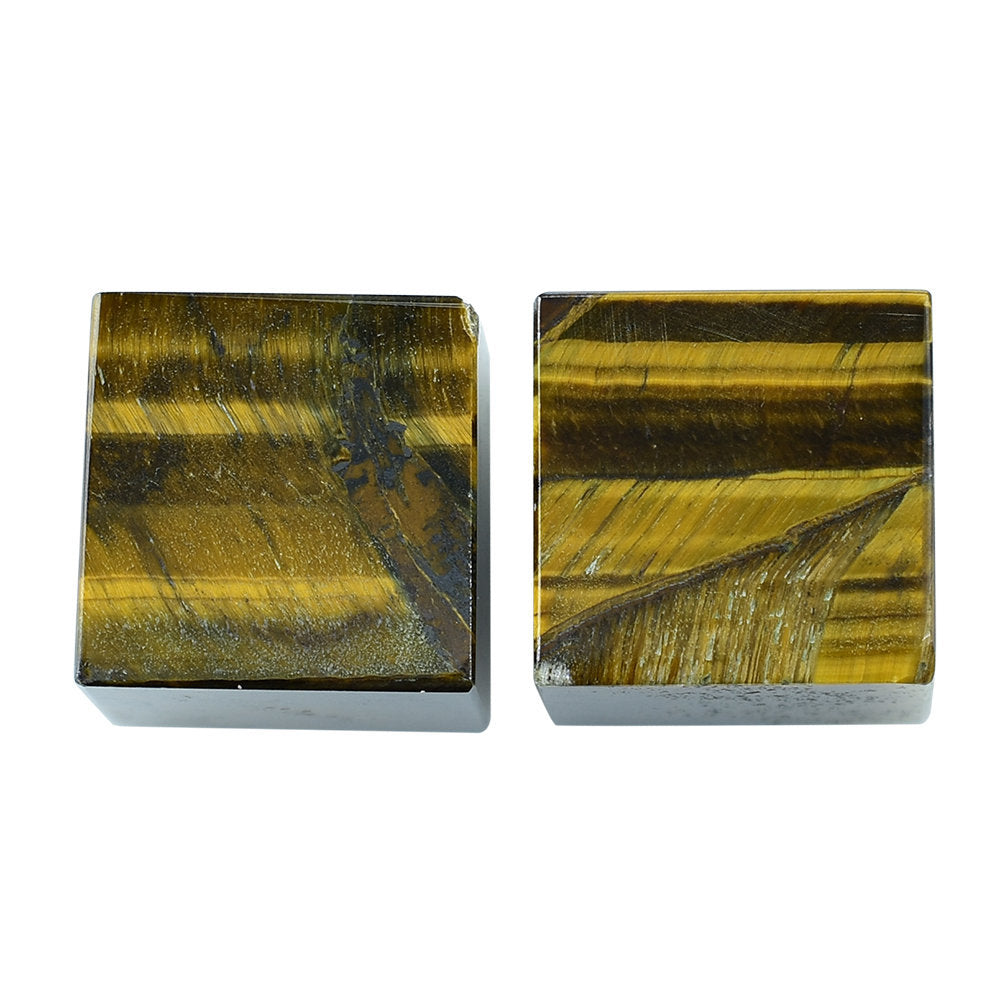 YELLOW TIGER'S EYE QUARTZ PLAIN CUBE 18MM 77.85 Cts.