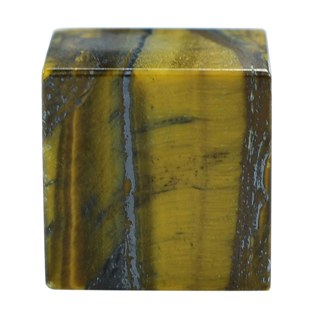 YELLOW TIGER'S EYE QUARTZ PLAIN CUBE 15MM 46.67 Cts.