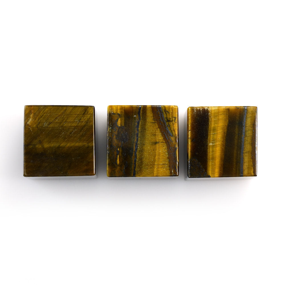 YELLOW TIGER'S EYE QUARTZ PLAIN CUBE 15MM 46.67 Cts.