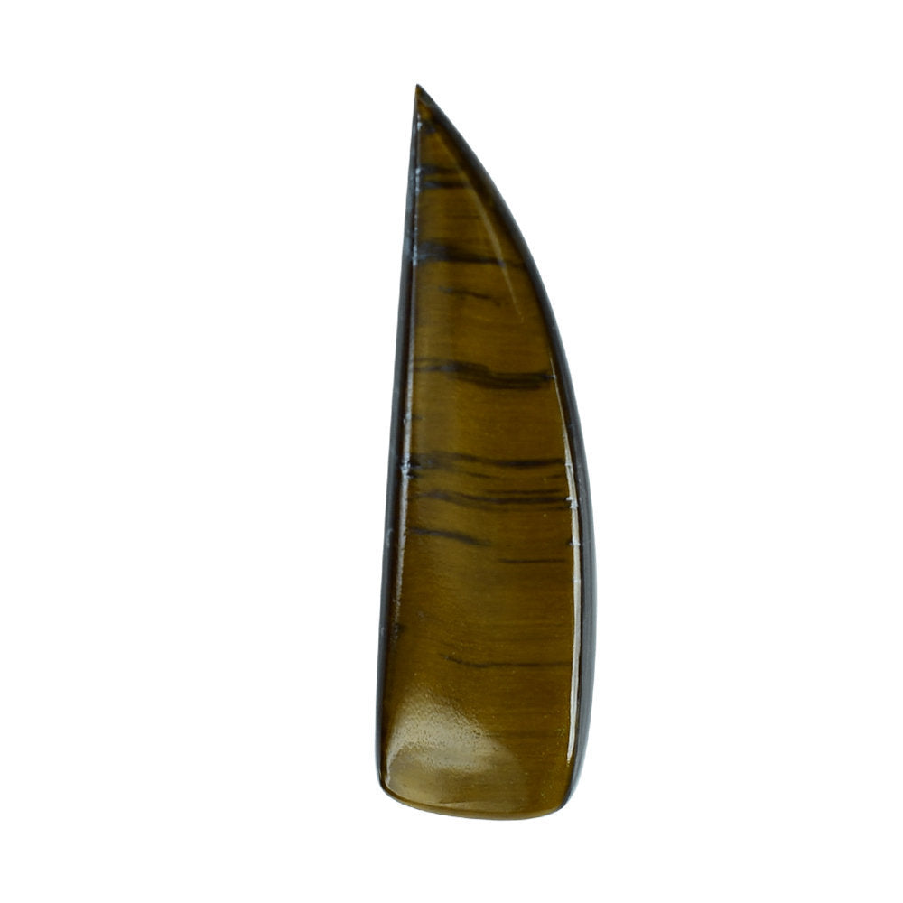 YELLOW TIGER'S EYE QUARTZ HORN SHAPE FANCY (HALF DRILL) 35X10MM 15.16 Cts.