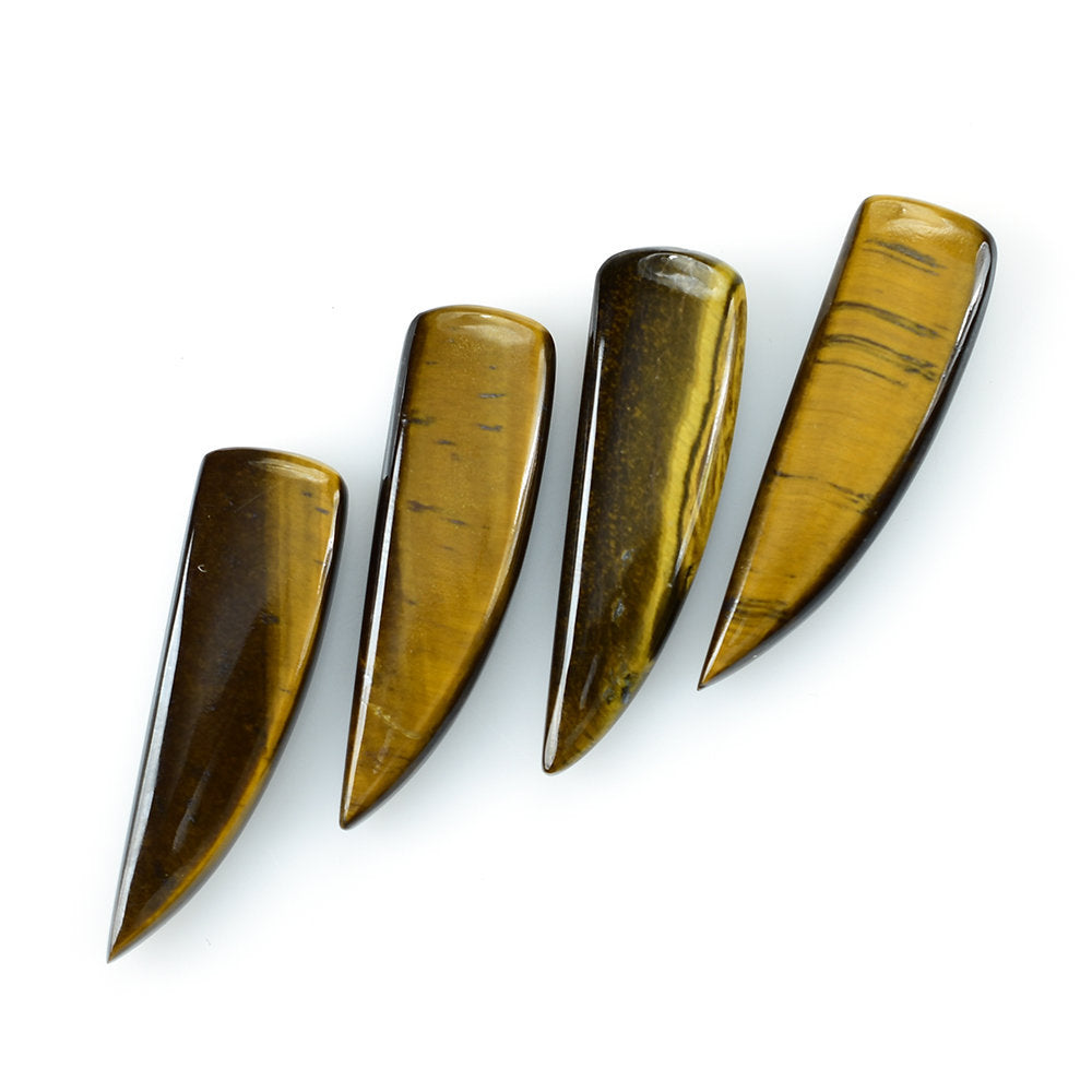 YELLOW TIGER'S EYE QUARTZ HORN SHAPE FANCY (HALF DRILL) 35X10MM 15.16 Cts.