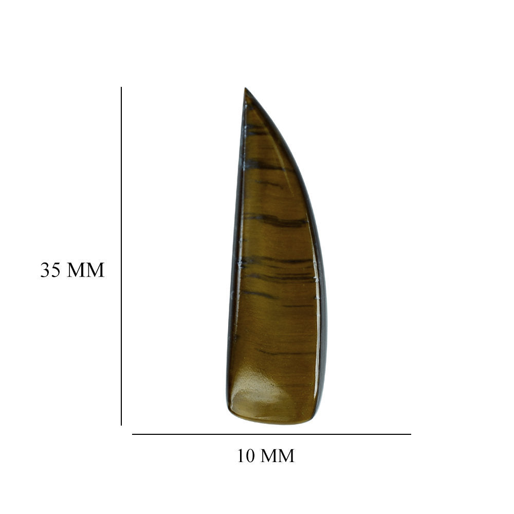 YELLOW TIGER'S EYE QUARTZ HORN SHAPE FANCY (HALF DRILL) 35X10MM 15.16 Cts.