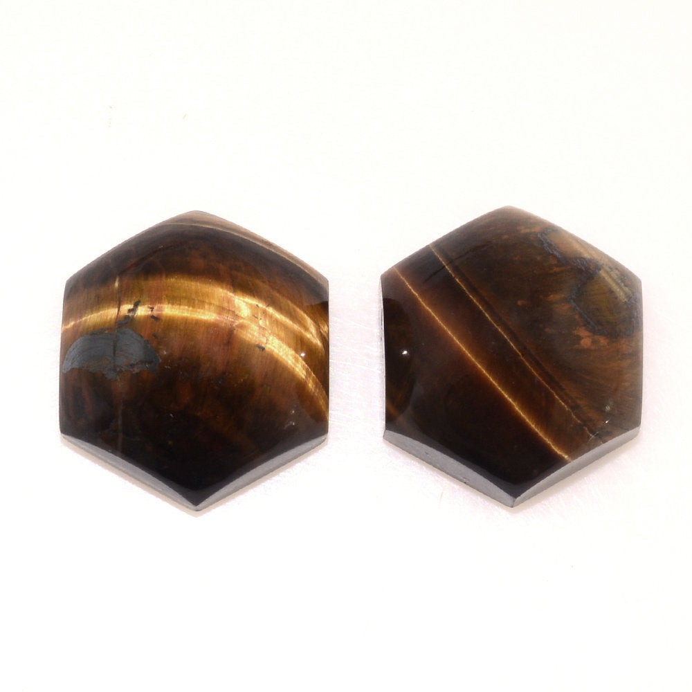 YELLOW TIGER'S EYE QUARTZ HEXAGON CAB 15MM 17.35 Cts.