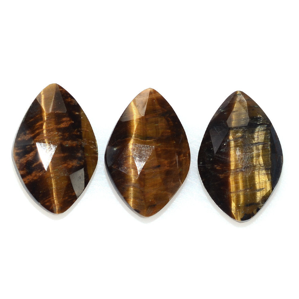 YELLOW TIGER'S EYE QUARTZ ROSE CUT BRIOLETTE IRREGULAR ONION SHAPE 14X9MM 3.08 Cts.