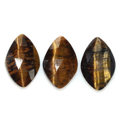 YELLOW TIGER'S EYE QUARTZ ROSE CUT BRIOLETTE IRREGULAR ONION SHAPE 14X9MM 3.08 Cts.