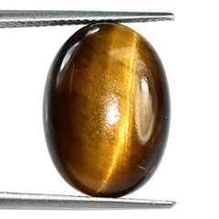 YELLOW TIGER EYE PLAIN OVAL CAB 18X13MM 9.61 Cts.