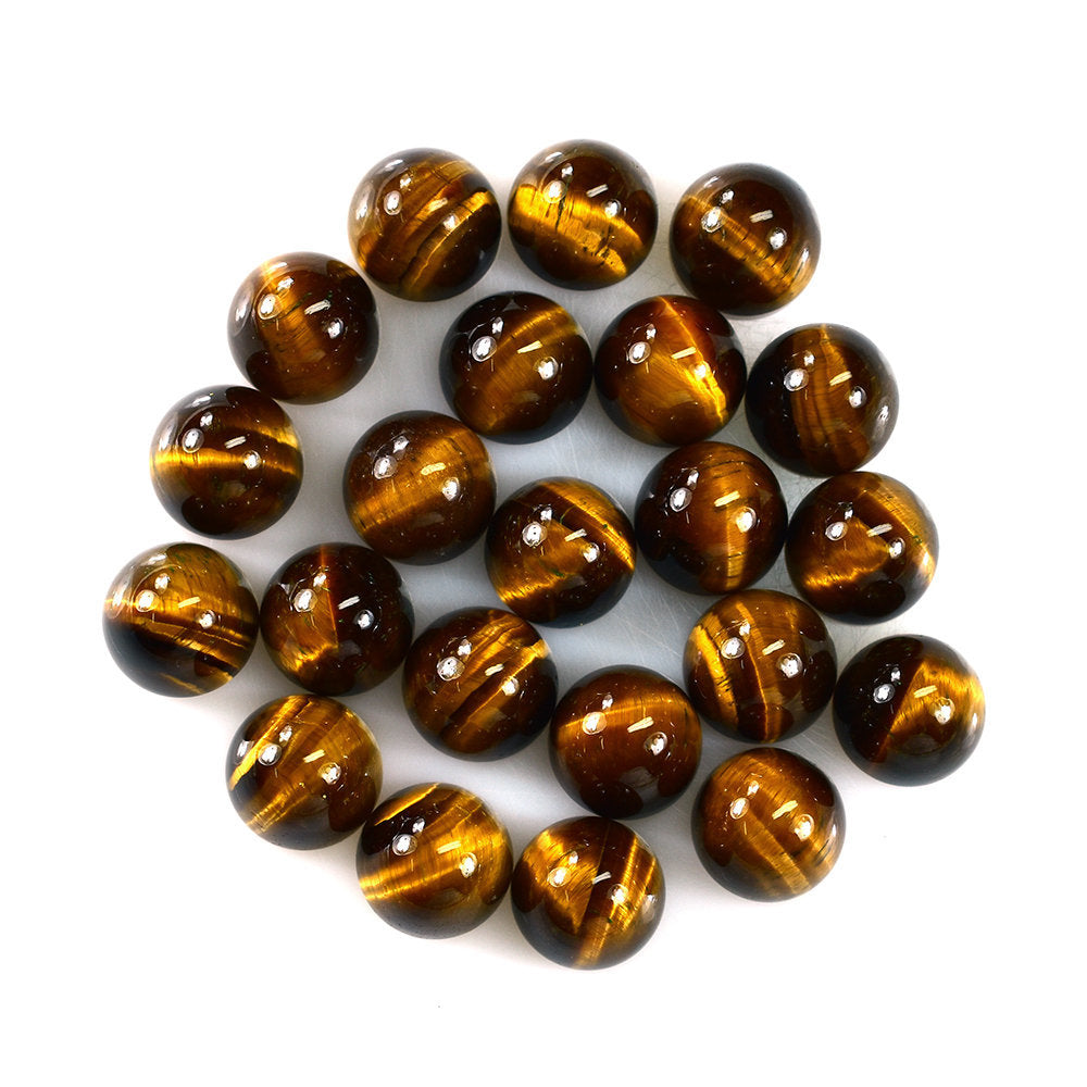 YELLOW TIGER EYE HIGH DOME ROUND CAB 10.00MM 5.07 Cts.