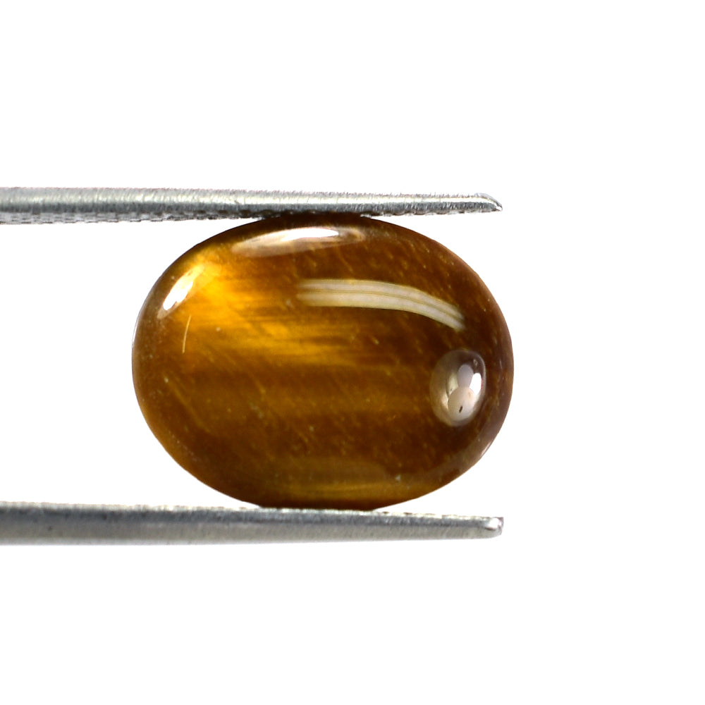 TIGER EYE YELLOW PLAIN OVAL CAB (YELLOW) (OPAQUE EYE STRIP) 14X11 MM 4.37 CTS