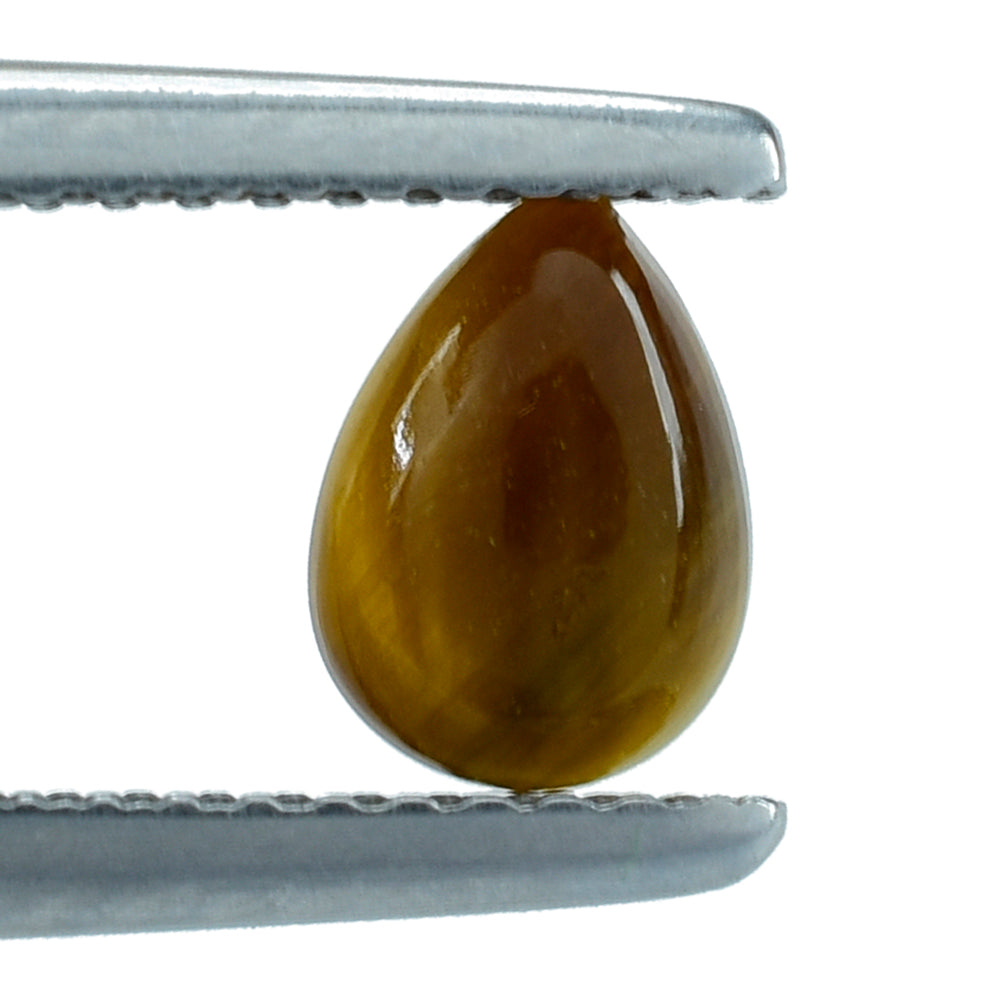 YELLOW TIGER EYE PLAIN PEAR CAB (OPAQUE)(CLEAN) 7.00X5.00 MM 0.58 CTS