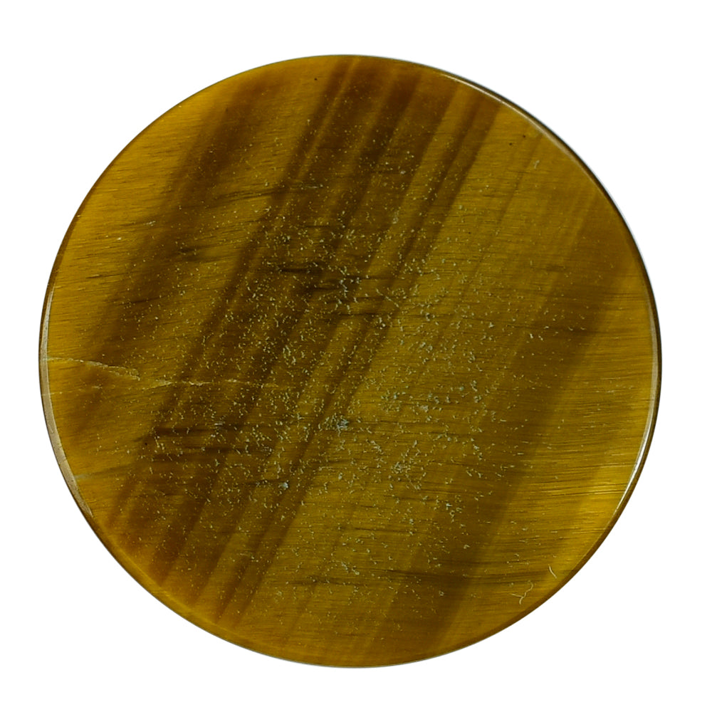 YELLOW TIGER EYE PLAIN ROUND CAB (OPAQUE)(CLEAN) 20.00X20.00 MM 6.80 CTS