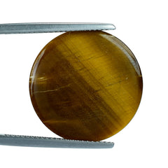 YELLOW TIGER EYE PLAIN ROUND CAB (OPAQUE)(CLEAN) 20.00X20.00 MM 6.80 CTS