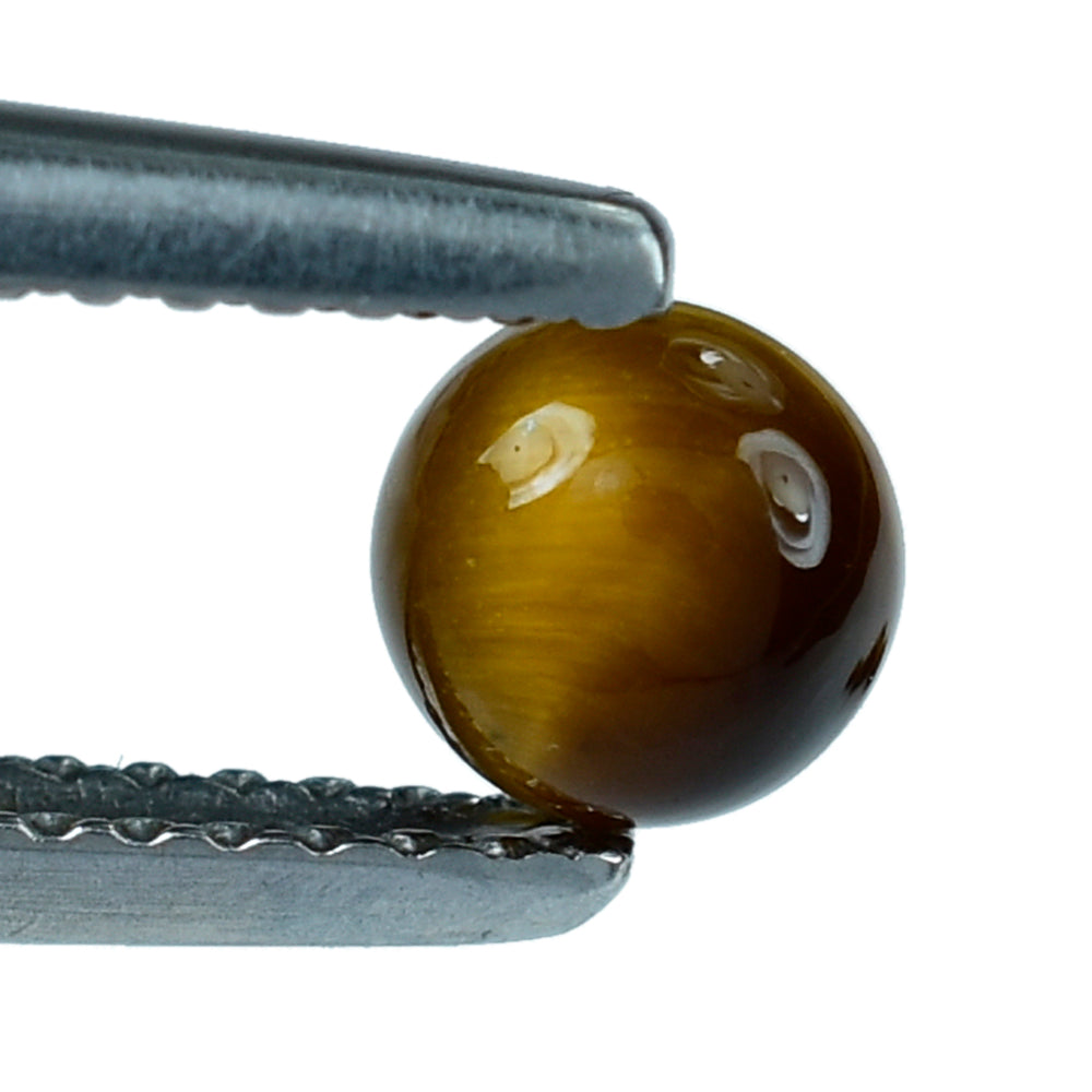 YELLOW TIGER EYE PLAIN ROUND CAB (OPAQUE)(CLEAN) 5.00X5.00 MM 0.49 CTS