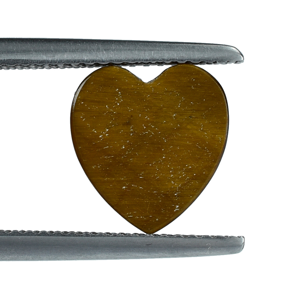 YELLOW TIGER EYE FLAT PLATE HEART (OPAQUE)(CLEAN) 9.50X9.50 MM 1.84 CTS