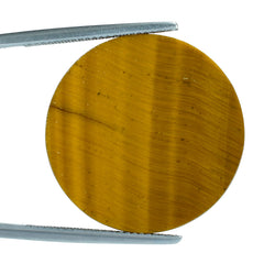 YELLOW TIGER EYE FLAT DISC ROUND (OPAQUE)(CLEAN) 24.80X24.80 MM 19.96 CTS