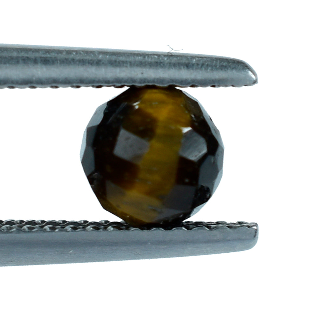 YELLOW TIGER EYE CHECKER FACETED ROUND BALL (OPAQUE)(SI) 5.50X5.50 MM 1.25 CTS