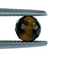 YELLOW TIGER EYE CHECKER FACETED ROUND BALL (OPAQUE)(SI) 5.50X5.50 MM 1.25 CTS