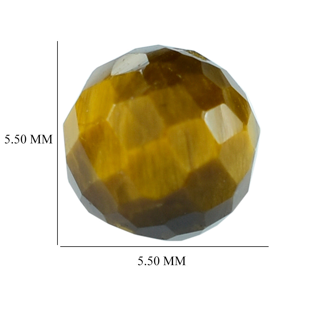 YELLOW TIGER EYE CHECKER FACETED ROUND BALL (OPAQUE)(SI) 5.50X5.50 MM 1.25 CTS