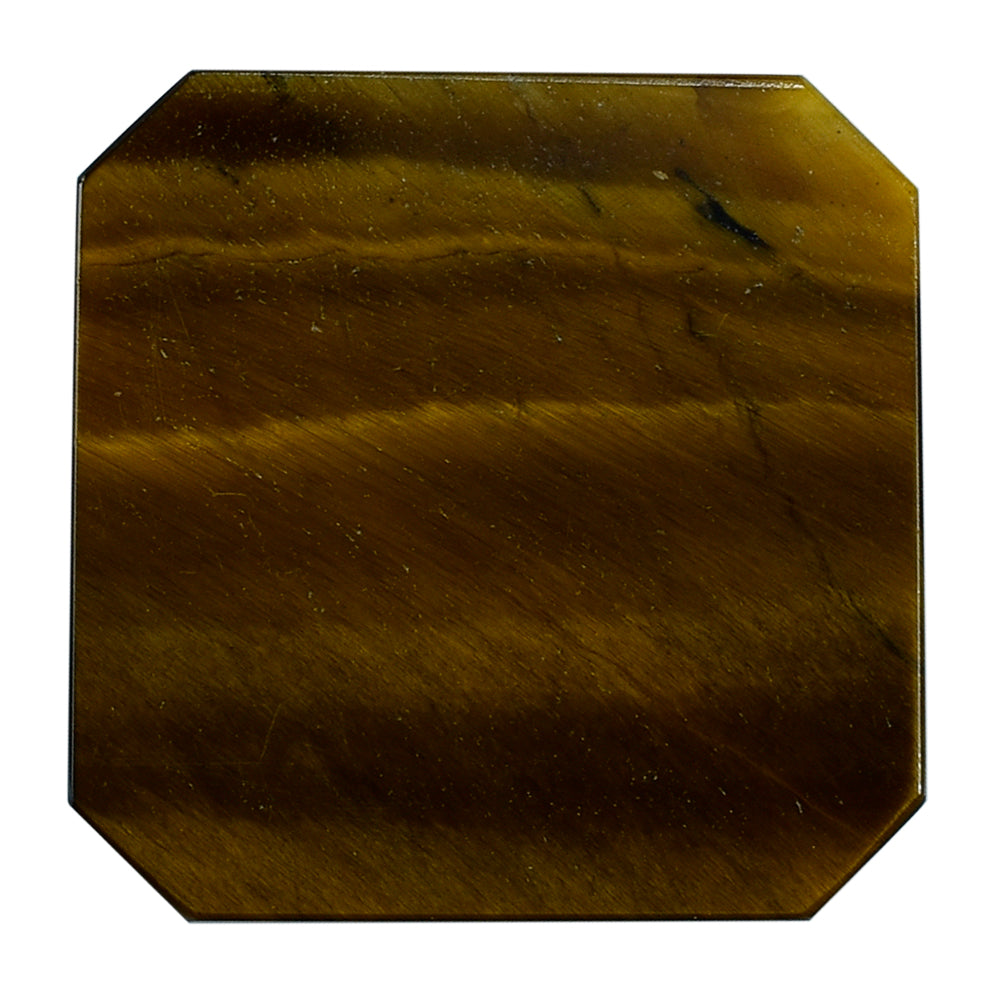 YELLOW TIGER EYE TABLE CUT OCTAGON CAB (FLAT BOTTOM)(OPAQUE)(CLEAN) 20.00X20.00 MM 12.25 CTS