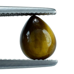 YELLOW TIGER EYE PLAIN PEAR CAB (OPAQUE)(CLEAN) 9.00X7.00 MM 1.62 CTS