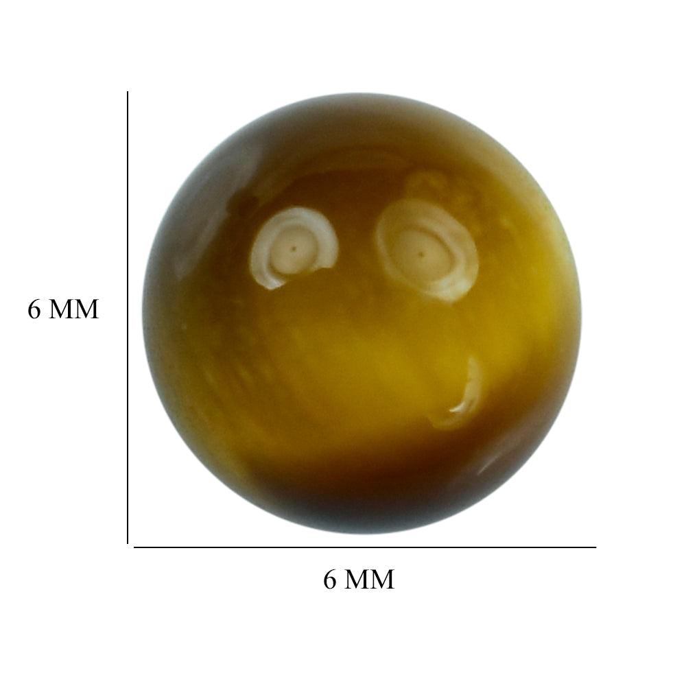 YELLOW TIGER EYE PLAIN ROUND BALL (NO DRILL)(OPAQUE)(CLEAN) 6.00X6.00 MM 1.48 CTS