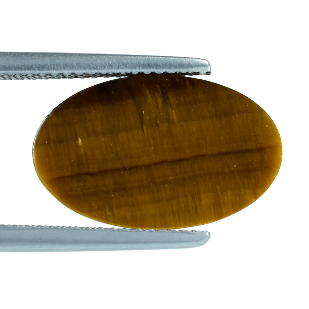 YELLOW TIGER EYE FLAT PLATE OVAL (OPAQUE)(CLEAN) 17.40X10.70 MM 3.90 CTS