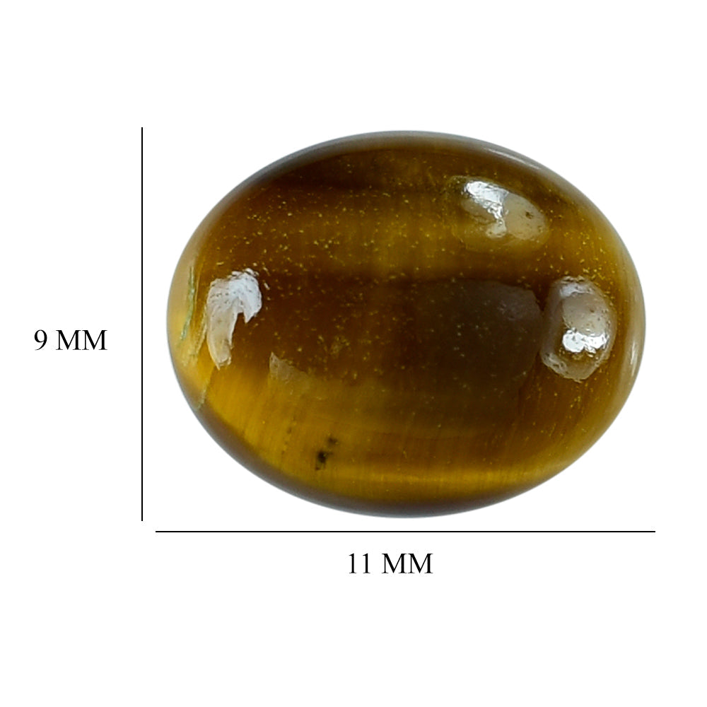 YELLOW TIGER EYE PLAIN OVAL CAB (OPAQUE)(CLEAN) 11.00X9.00 MM 2.85 CTS
