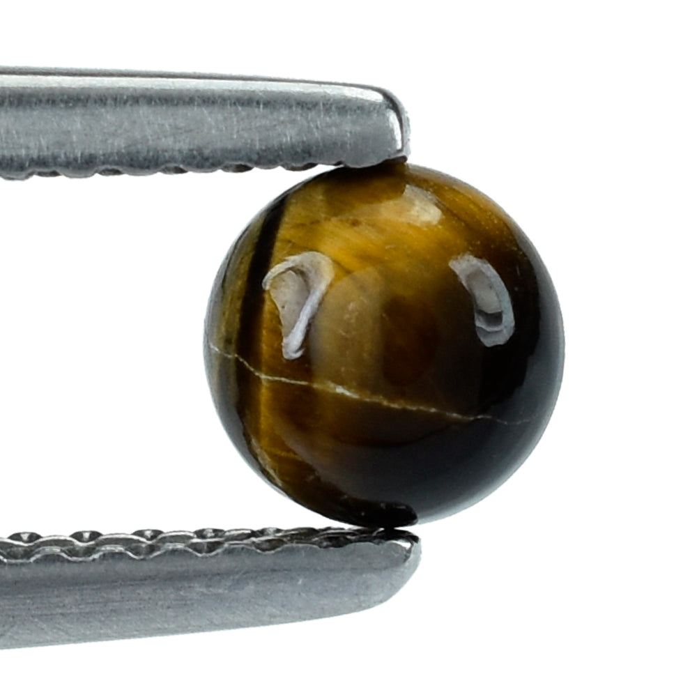 YELLOW TIGER EYE PLAIN ROUND CAB (OPAQUE)(CLEAN) 5.00X5.00 MM 0.53 CTS