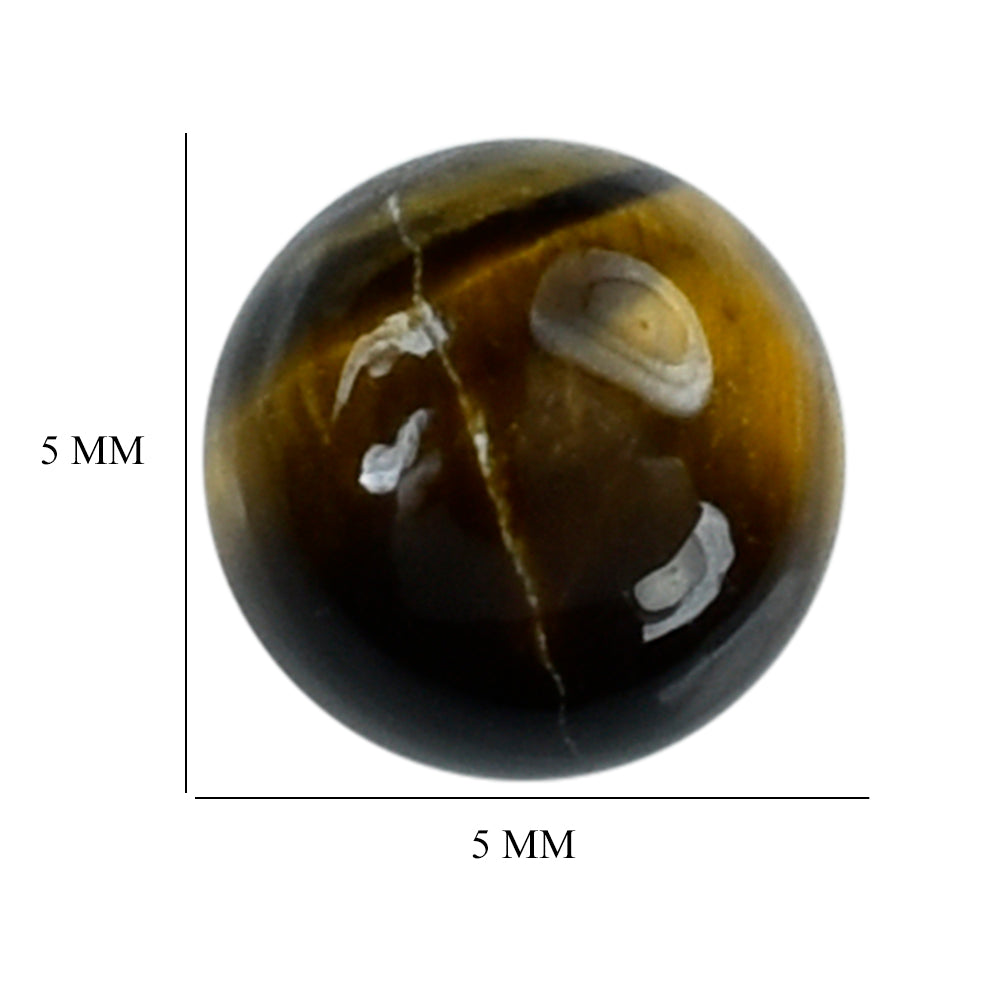 YELLOW TIGER EYE PLAIN ROUND CAB (OPAQUE)(CLEAN) 5.00X5.00 MM 0.53 CTS