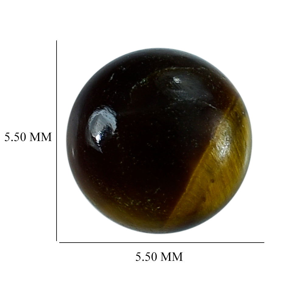 YELLOW TIGER EYE PLAIN ROUND CAB (OPAQUE)(CLEAN) 5.50X5.50 MM 0.69 CTS