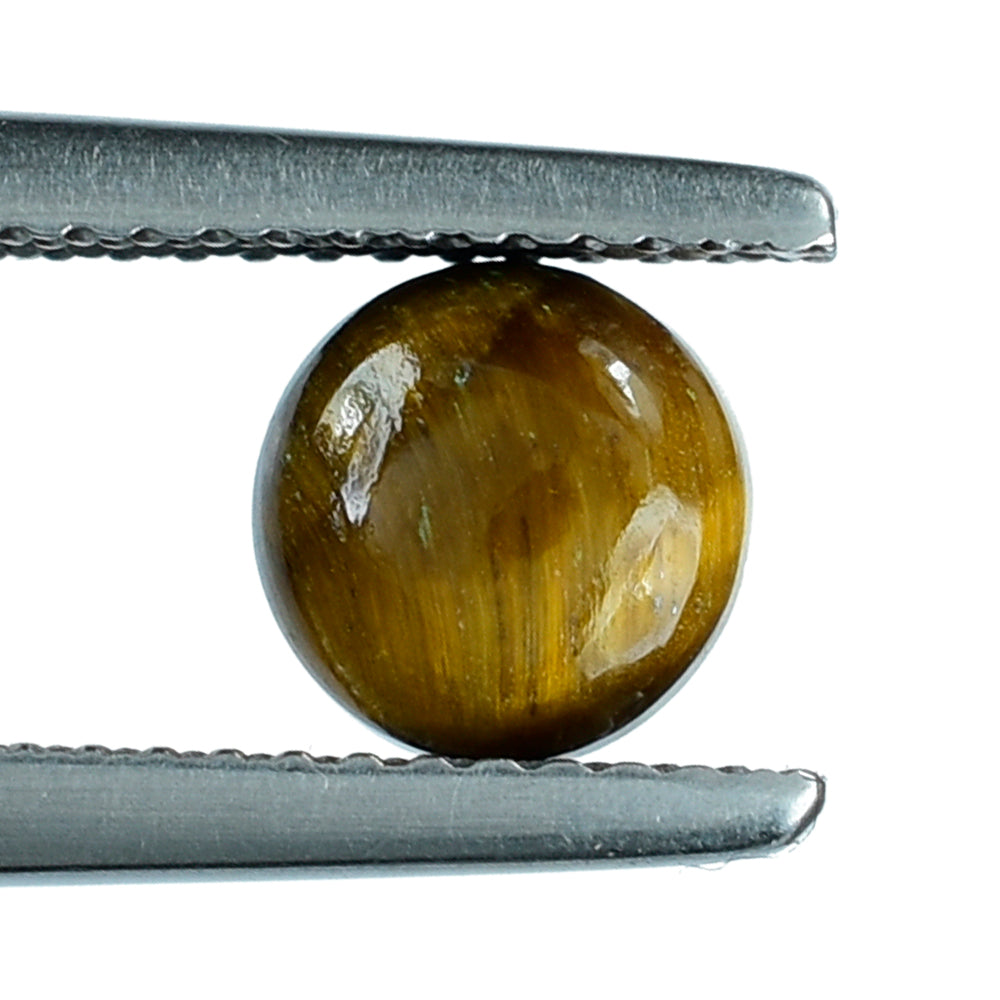 YELLOW TIGER EYE PLAIN ROUND CAB (OPAQUE)(CLEAN) 6.50X6.50 MM 1.02 CTS
