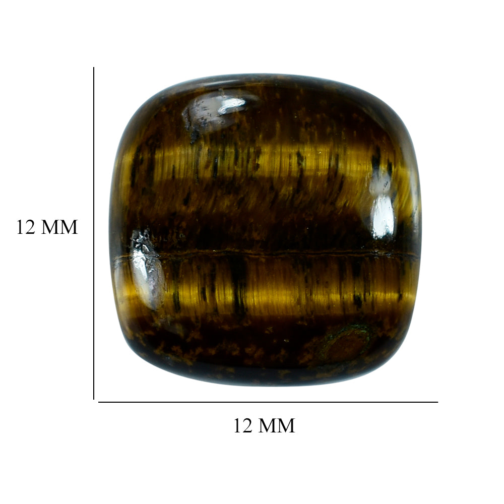 YELLOW TIGER'S EYE QUARTZ LENTIL CUSHION 12MM 7.87 Cts.