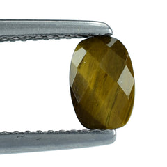 YELLOW TIGER'S EYE QUARTZ CHECKER CUT CUSHION 7X5MM 0.84 Cts.