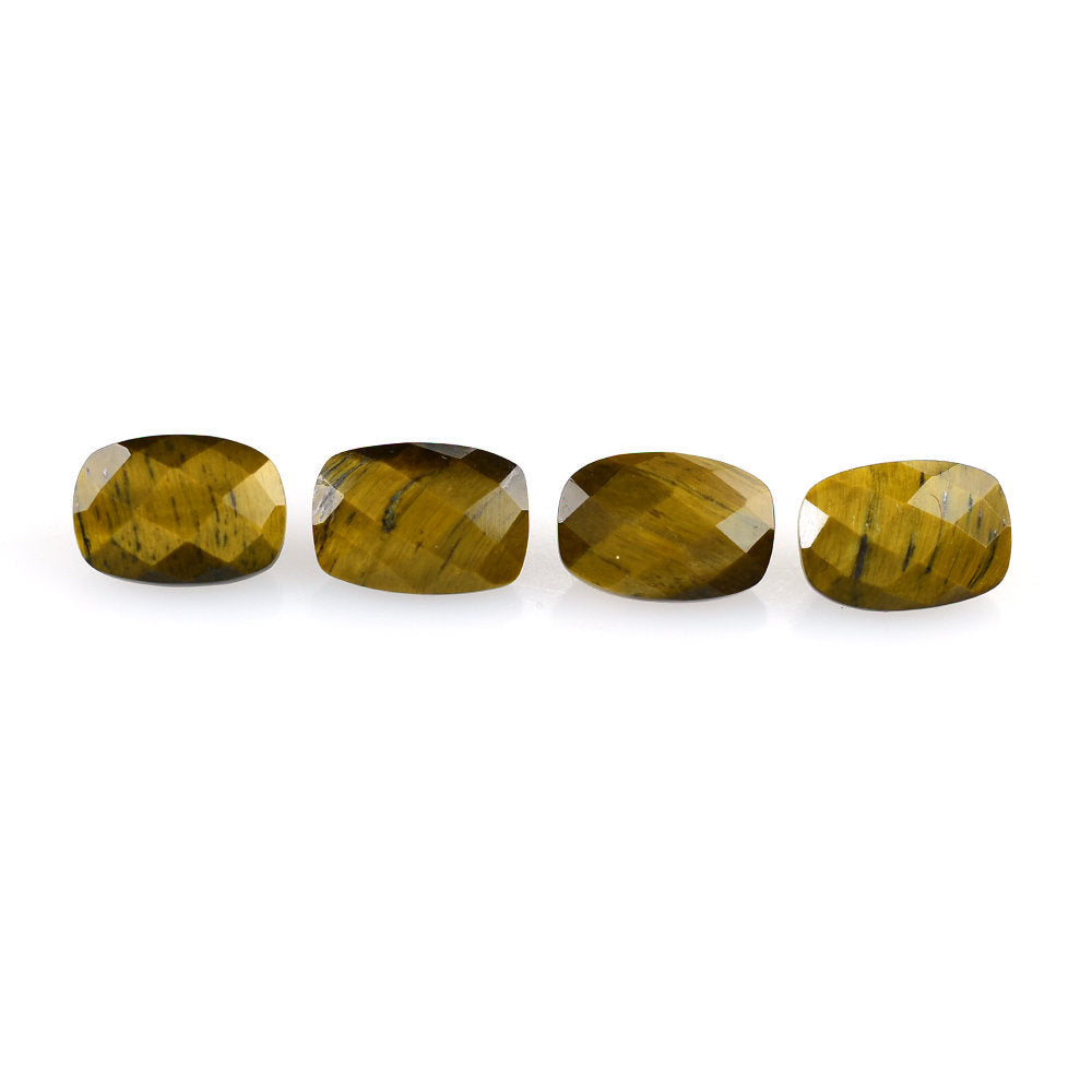 YELLOW TIGER'S EYE QUARTZ CHECKER CUT CUSHION 7X5MM 0.84 Cts.