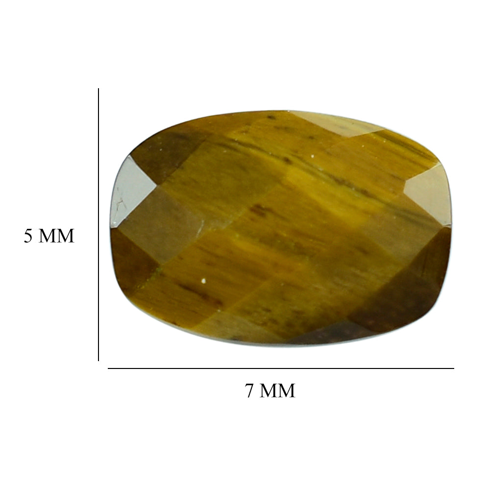 YELLOW TIGER'S EYE QUARTZ CHECKER CUT CUSHION 7X5MM 0.84 Cts.