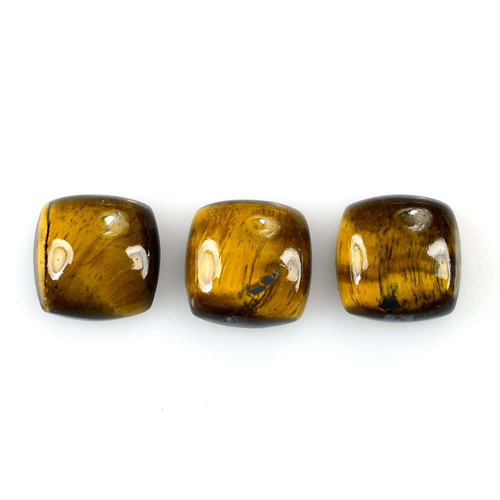 YELLOW TIGER'S EYE QUARTZ CUSHION CAB 11MM 5.54 Cts.