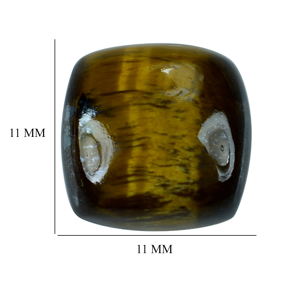 YELLOW TIGER'S EYE QUARTZ CUSHION CAB 11MM 5.54 Cts.